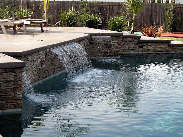 Elk Grove pool with rain descent waterfall