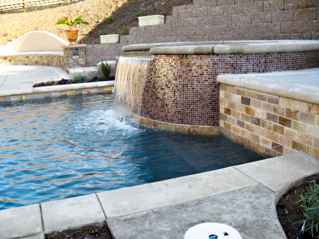 Spa with glass tile in Folsom, Ca